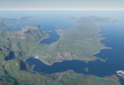 Oversiktsbilde over Stadlandet med Stad skipstunnel