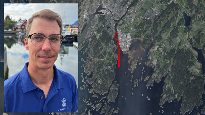 Prosjektleder Martin Fransson og et kartutsnitt av  det aktuelle området