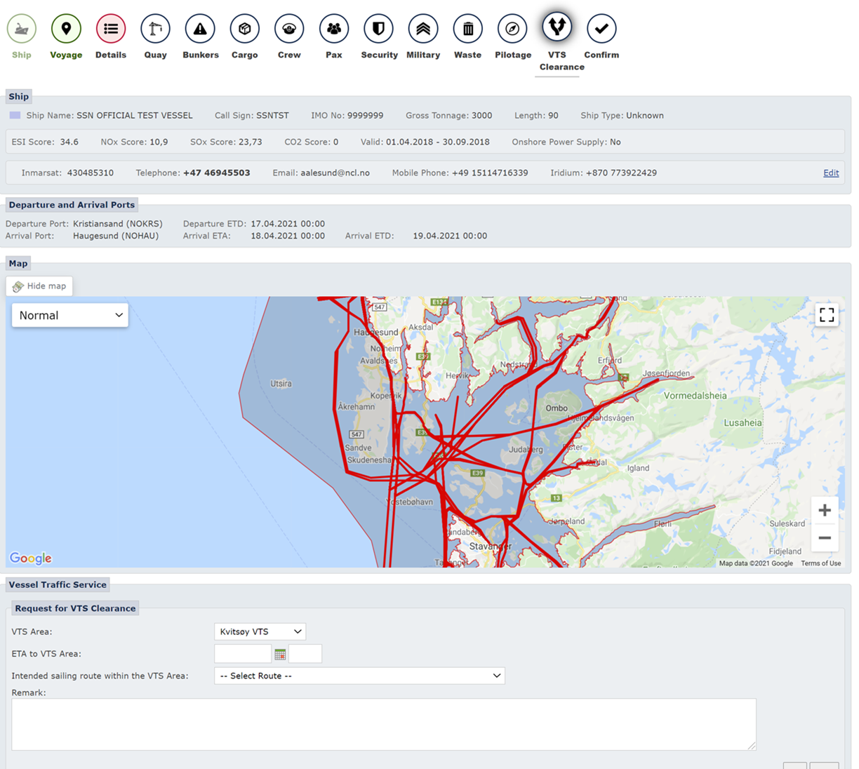 Bilde: Ny funksjon for valg av rute i SafeSeaNet Norway (klikk på bildet for å åpne i høyere oppløsning)