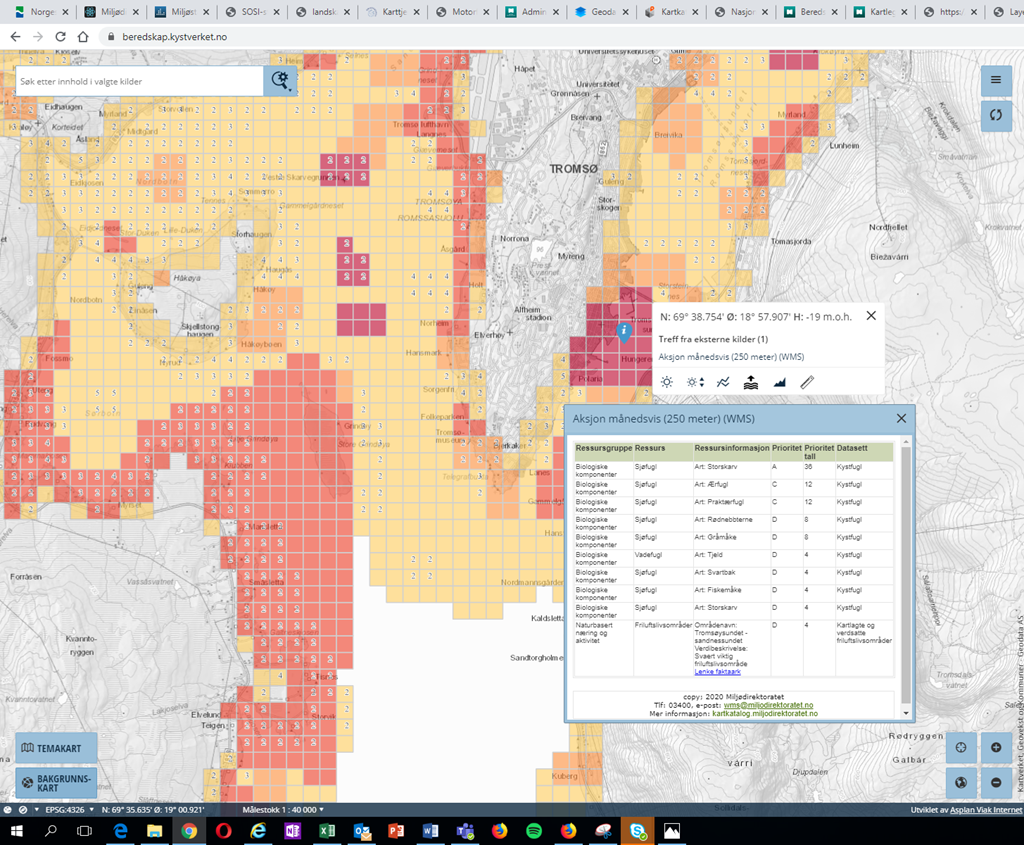 eksempel på beredskapskart, som sier noe om hvor man bør prioritere innsatsen ved eksempelvis oljeutslipp.